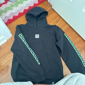 Adidas Black Hoodie with Vibrant Sleeve Design